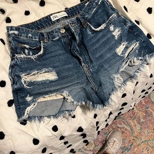 Zara Distressed Jean Shorts